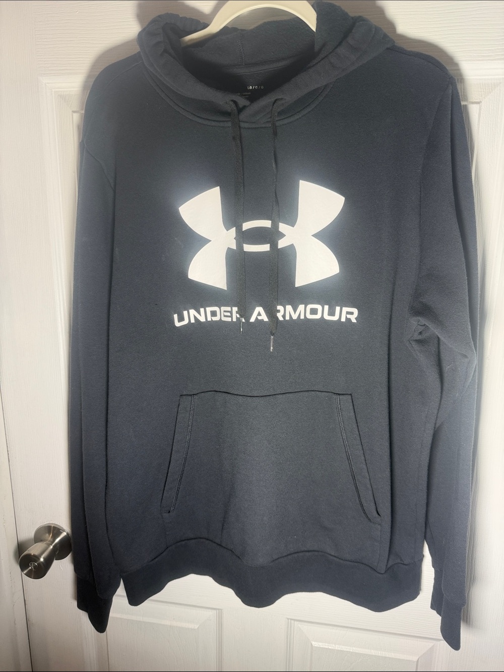 Under Armour Men's Black Hoodie with White Logo Graphic